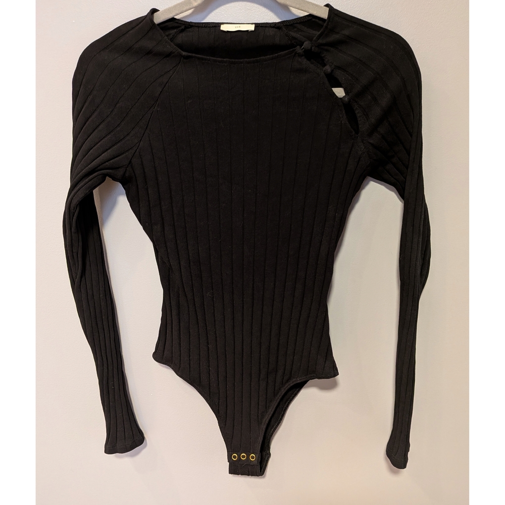 Ysé Paris Black Ribbed Long Sleeve Bodysuit